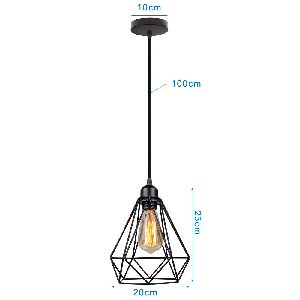 Vintage Industrial Chandelier Lamp, Black Iron Pendant Light for Kitchen Bedroom