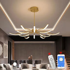 Modern LED Chandelier - Matte Black/White Finish, Adjustable for Living Room, Bedroom.
