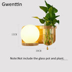 Nordic Wood Glass Wall Lamp LED DIY Plant Sconce Modern Luminaire