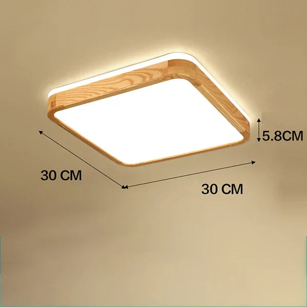 Nordic Wood Ceiling Light Ultra-thin LED Modern Bedroom Lamp