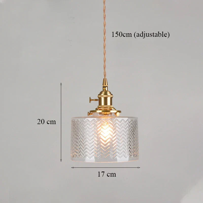 Green Glass LED Chandelier: Minimalist Brass Hanging Lights