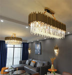 Golden Stainless Steel K9 Crystal Chandelier for Elegant Dining Room Lighting