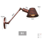 Vintage Iron Wall Sconce Lighting, E27 LED, Black Rustic Arm Wall Lights