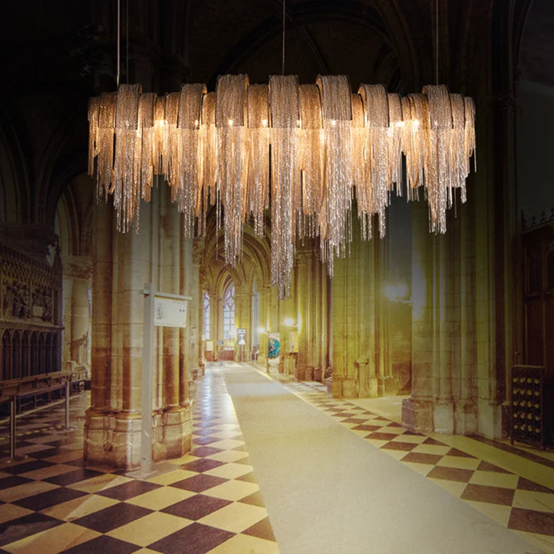 Luxury Tassel LED Chandelier - Elegant Aluminum Chain Pendant Light