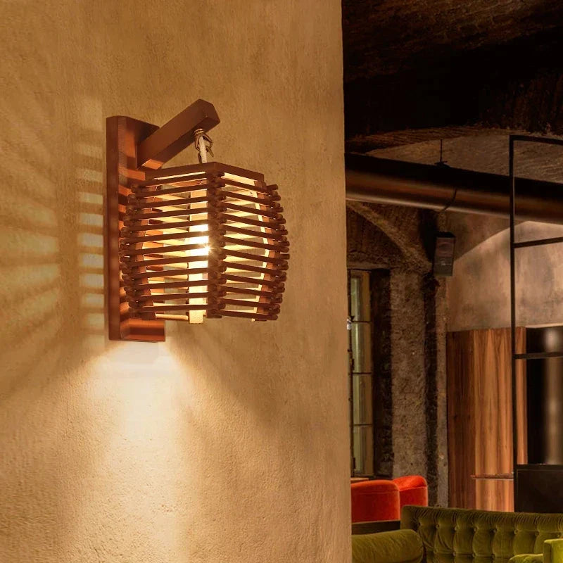 Bamboo Wall Sconce Light for Aisle Corridor Hotel Restaurant Cafe