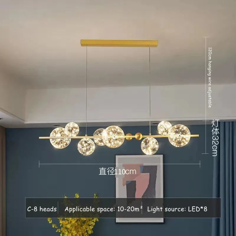 Nordic Glass Bubble LED Chandelier: Modern Parlor Dining Room Lighting for Romantic Atmosphere