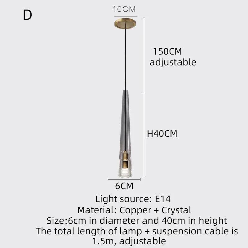 Copper Crystal Chandelier Nordic Luxury Modern Dining Room Lamp