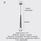 Copper Crystal Chandelier Nordic Luxury Modern Dining Room Lamp