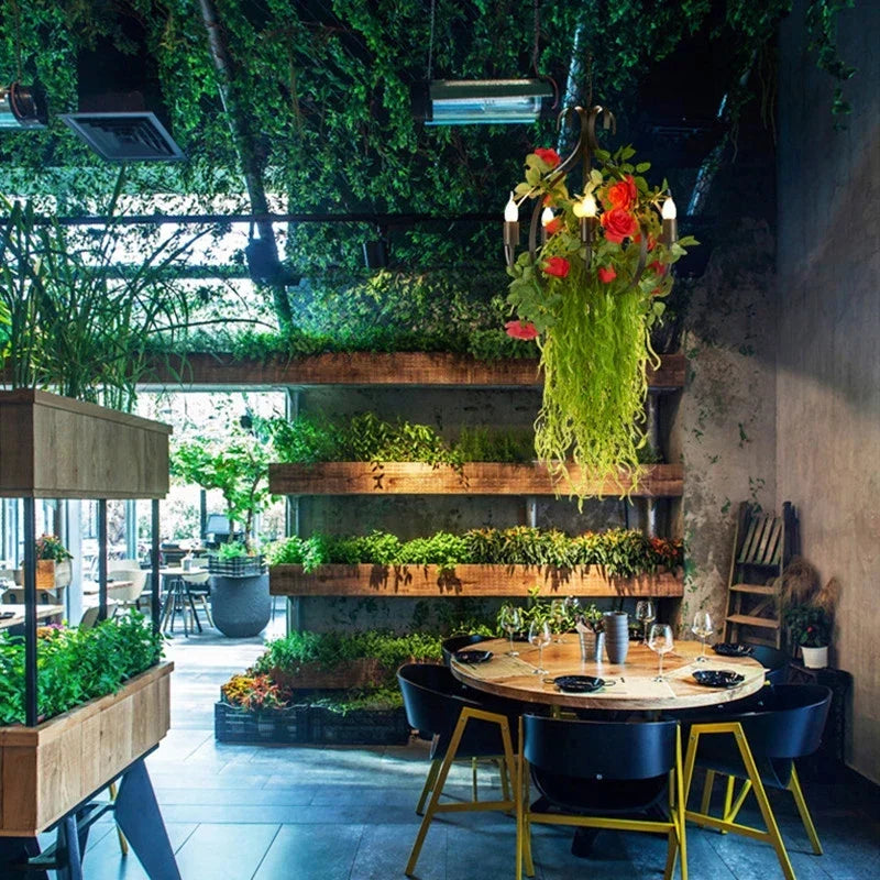 Rose Chandelier: Elegant Lighting Fixture for Tea Shop, Restaurant, Bar