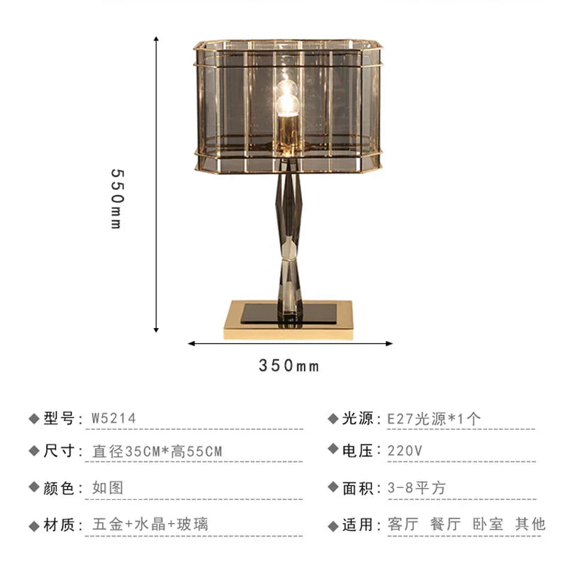 Crystal Table Lamp: Nordic Light Luxury Design for Bedroom Bedside