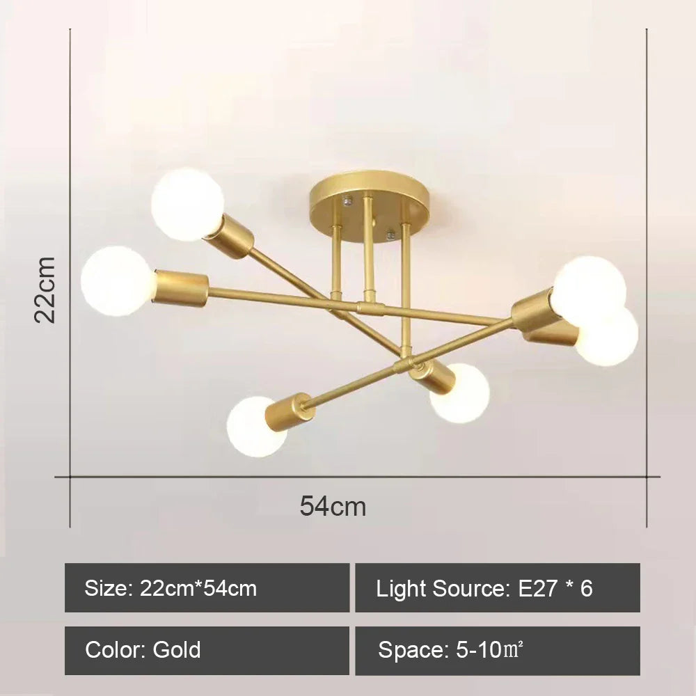 LED Metal Chandeliers for Living Room - Stylish Ceiling Light for Home Decor