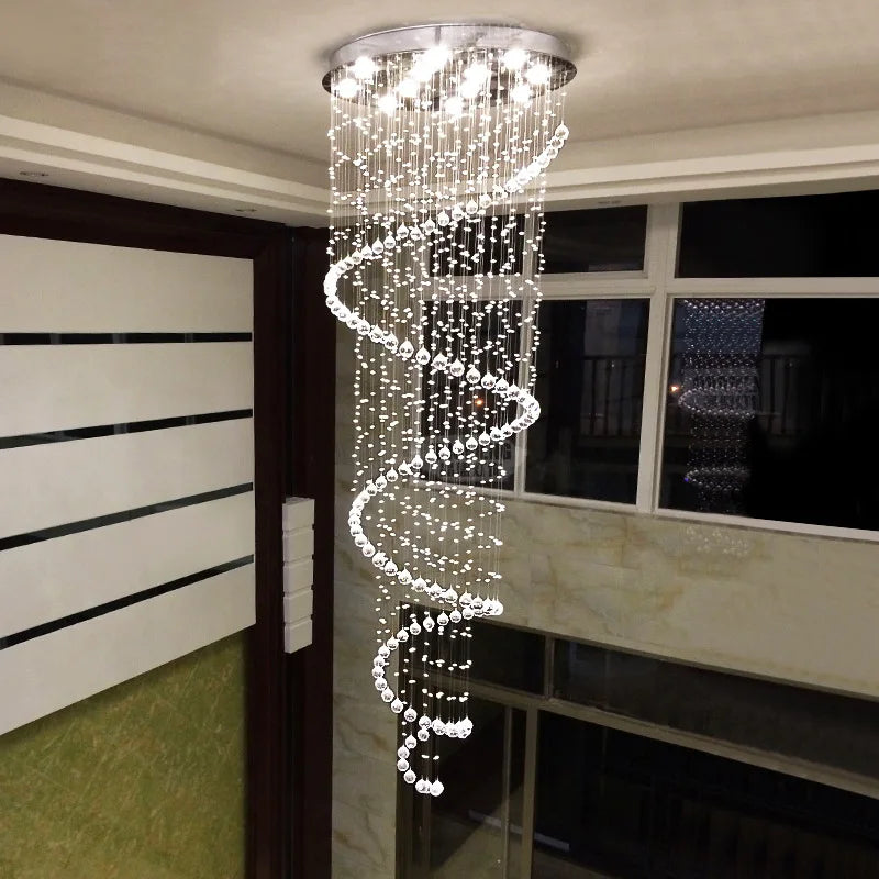 Crystal Chandeliers: Modern Spiral Living Room Lighting for Stair Lamp, Bedroom, Hotel Hall