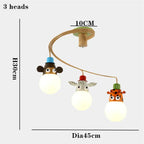 Nordic Kids LED Animal Chandelier for Bedroom Study Room, Iron Resin Lighting