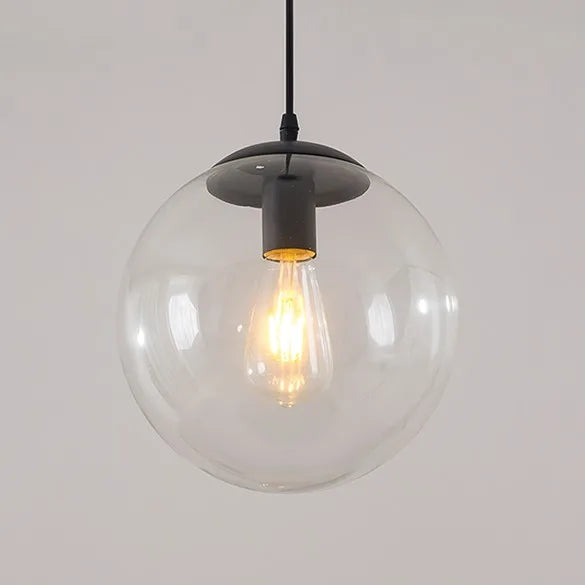 Retro Loft Glass Ball Pendant Light Industrial Style Kitchen Bedroom Home Decor