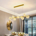 Nordic Glass Bubble LED Chandelier: Modern Parlor Dining Room Lighting for Romantic Atmosphere