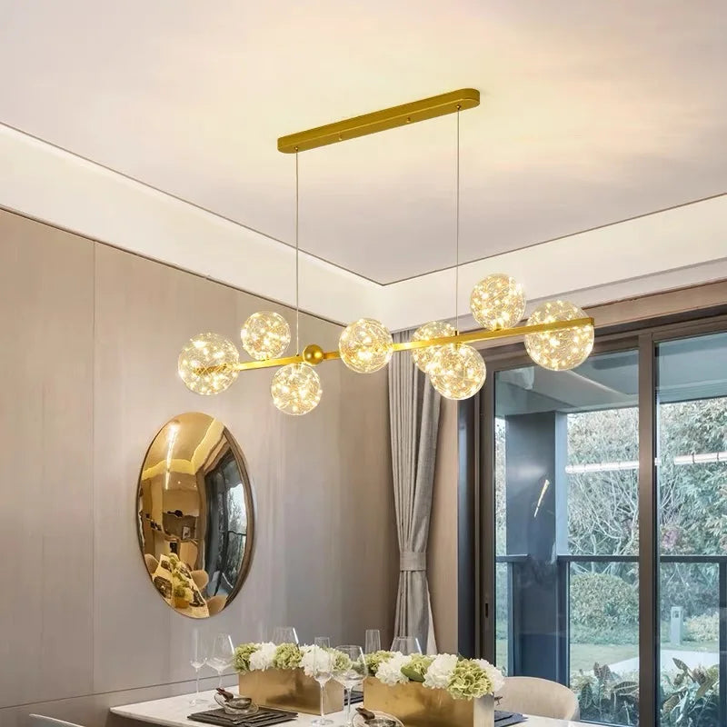 Nordic Glass Bubble LED Chandelier: Modern Parlor Dining Room Lighting for Romantic Atmosphere