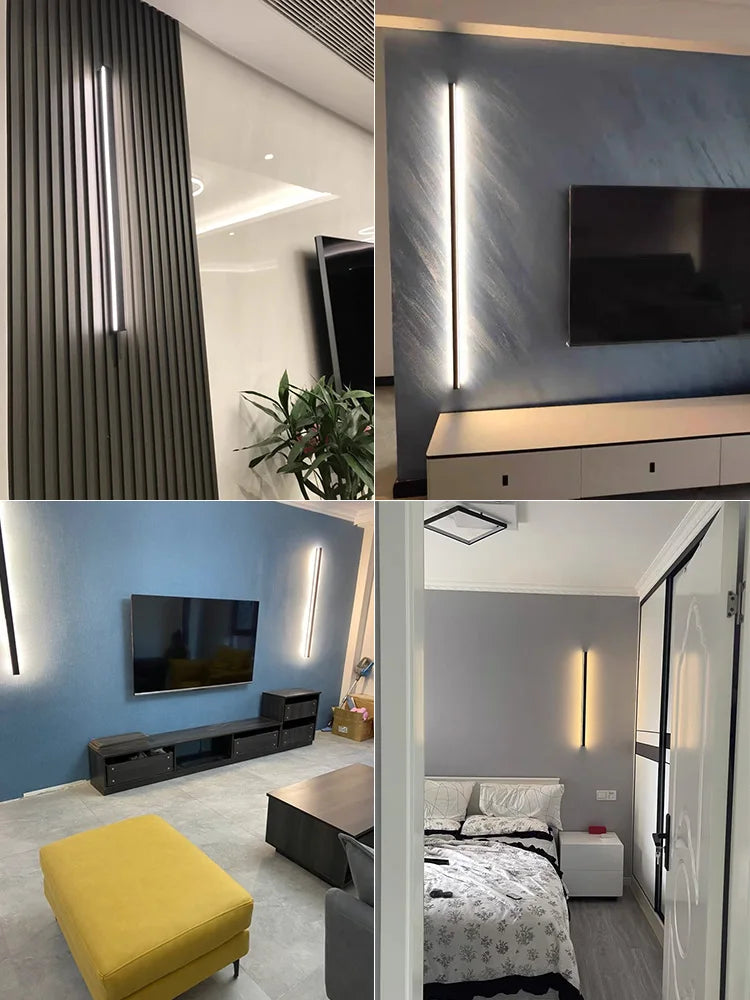 Black LED Wall Lamp for Bedroom Living Room Aisle Sofa Background