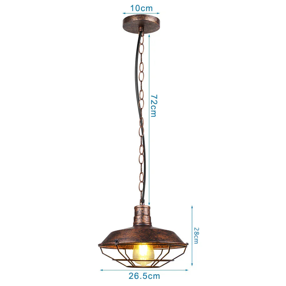 Iron Pendant Lights Vintage Retro Industrial Dining Room Bar Cafe Lamps E27