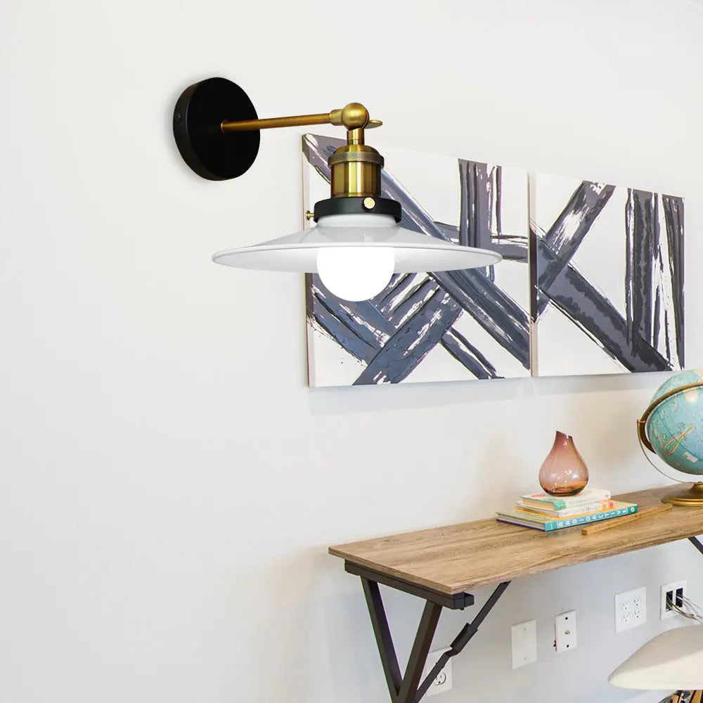 Loft LED Wall Lamp Industrial Decor Iron Lampshade Bedroom Light