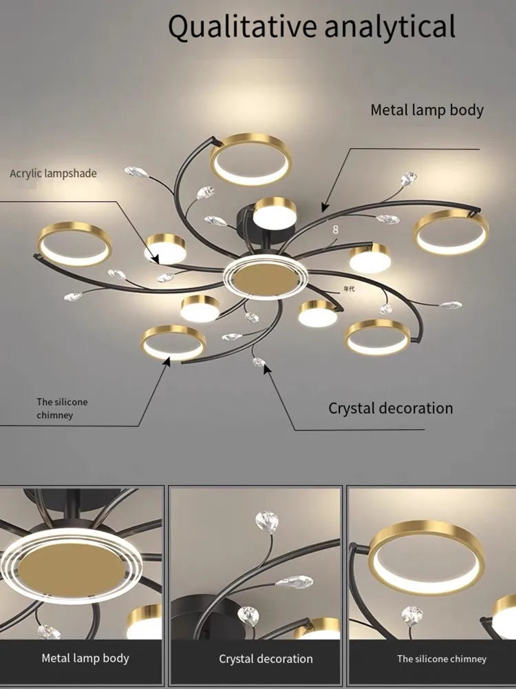 LED Chandelier: Modern Whole House Indoor Lighting for Bedroom, Living Hall, and Dining Room
