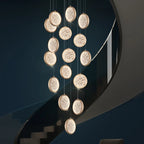 Modern Golden Round Acrylic Stair Chandelier by - Elegant Designer Lighting for Home
