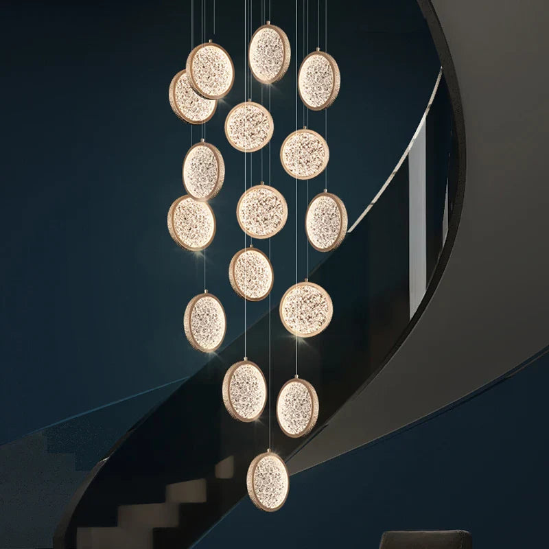 Modern Golden Round Acrylic Stair Chandelier by - Elegant Designer Lighting for Home