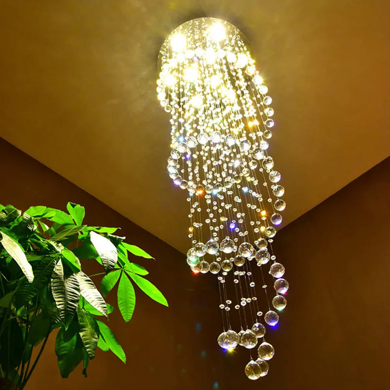 Crystal Chandeliers: Modern Spiral Living Room Lighting for Stair Lamp, Bedroom, Hotel Hall