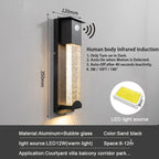 Crystal Outdoor LED Wall Light with PIR Motion Sensor, IP65 Waterproof Sconce Luminare