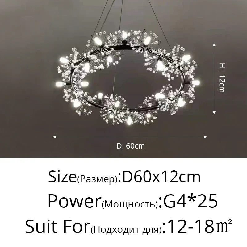 Dandelion Flower Chandelier: Modern LED Living Room Bedroom Indoor Decor Bouquet Lamps