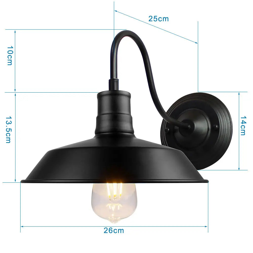 Black Cage Guard Wall Sconce LED Lamp Indoor Retro Lighting Fixture