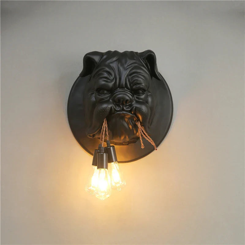 Bulldog Resin Wall Lamp for Living Room and Corridor Decor