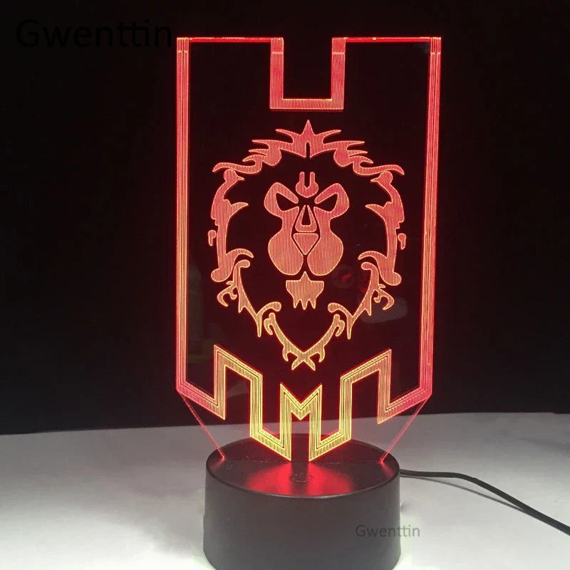 WoW Alliance Tribal Signs 3D LED Night Light Kids Table Lamp Gift