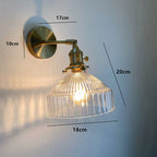 Nordic Glass Wall Lamp Rotatable Brass Bedside Sconce Light Fixture by Afralia™