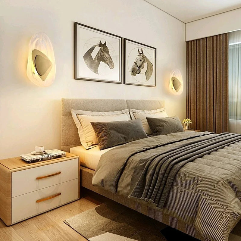 Marble Shell Wall Lamp, Nordic Modern Design for Living Room Bedroom Aisle.