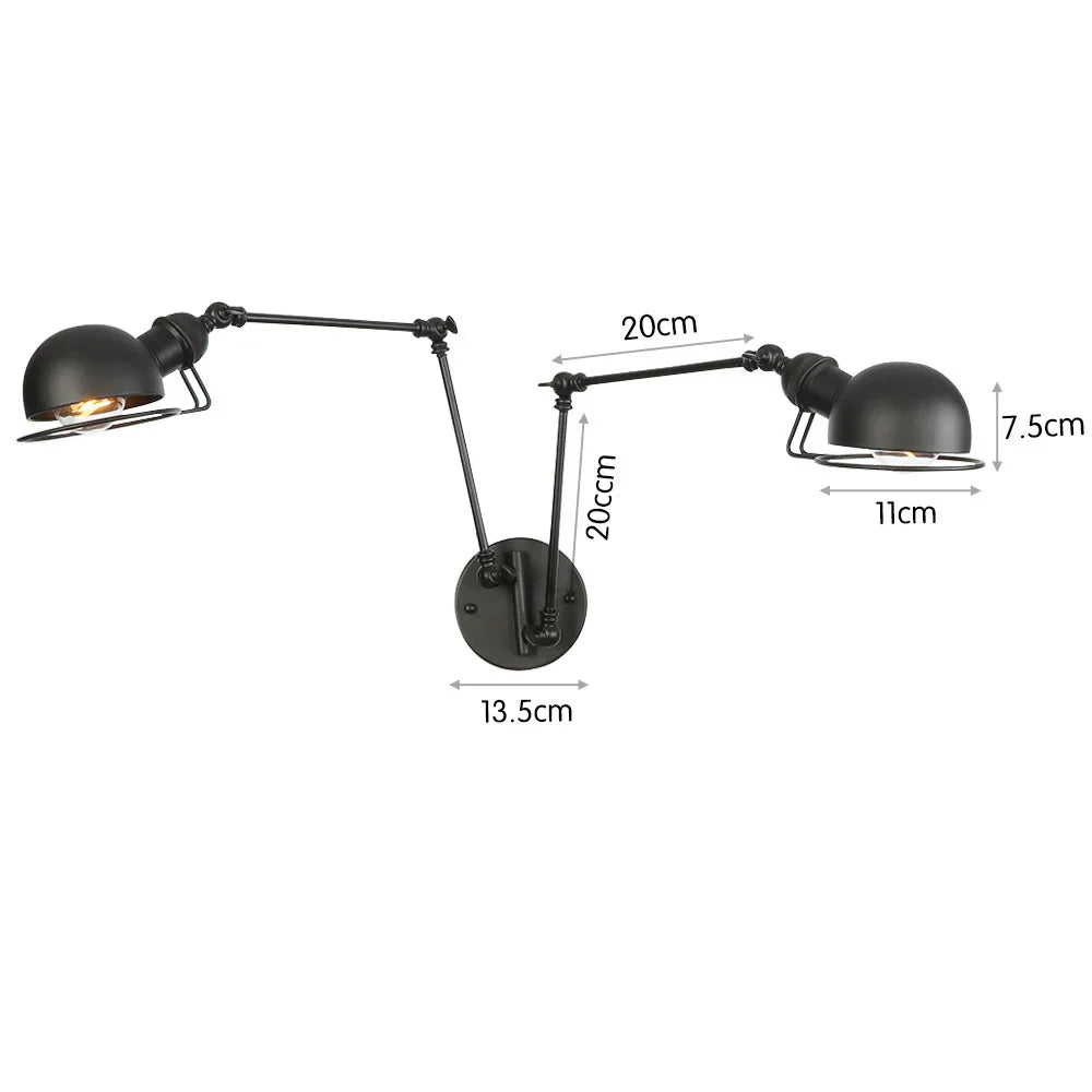 Vintage Loft Adjustable Wall Lamp Black Swing Arm Sconce Wall Lights