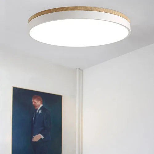 Modern Ultra-thin LED Ceiling Light Panel Solid Wood Surface Mount