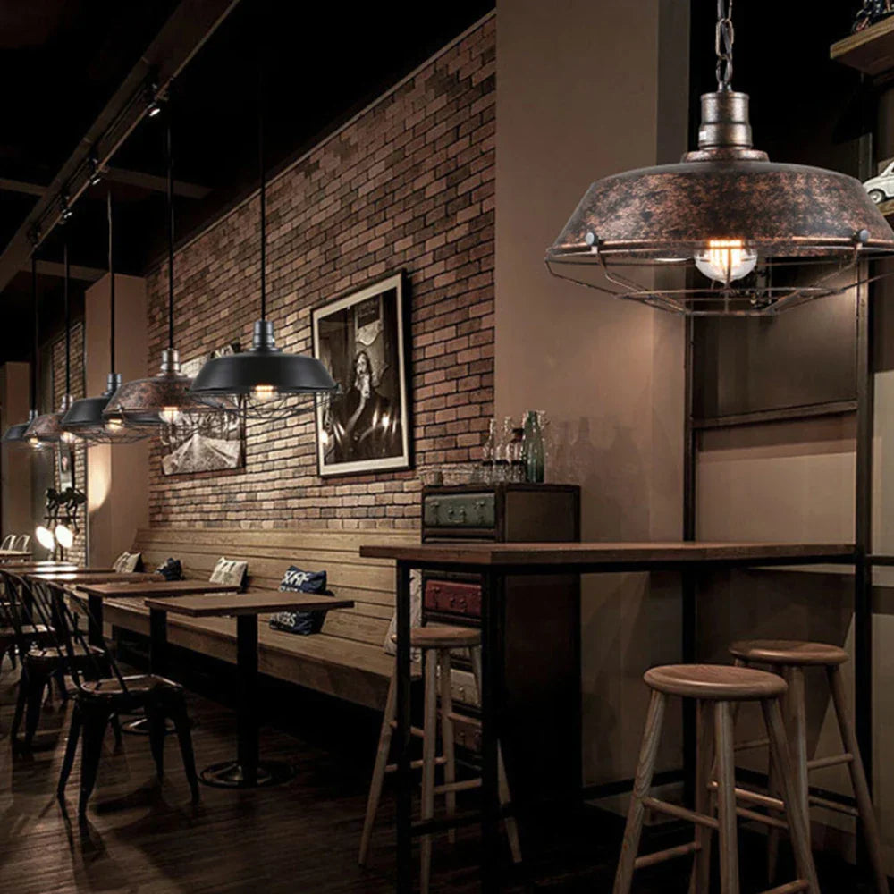 Iron Pendant Light Vintage Loft Bar Lighting Nordic Handing Lampshade