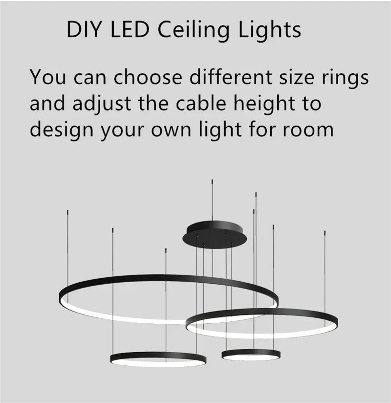 LED Ring Chandelier Ceiling Pendant Modern Round Circle Lamps
