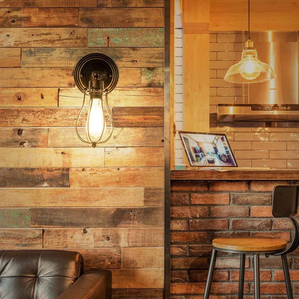 Wire Cage Industrial LED Wall Sconce for Living Room, Bar, Restaurant