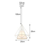 White Cage Industrial Pendant Light Fixture - Modern Loft Hanging Lamp