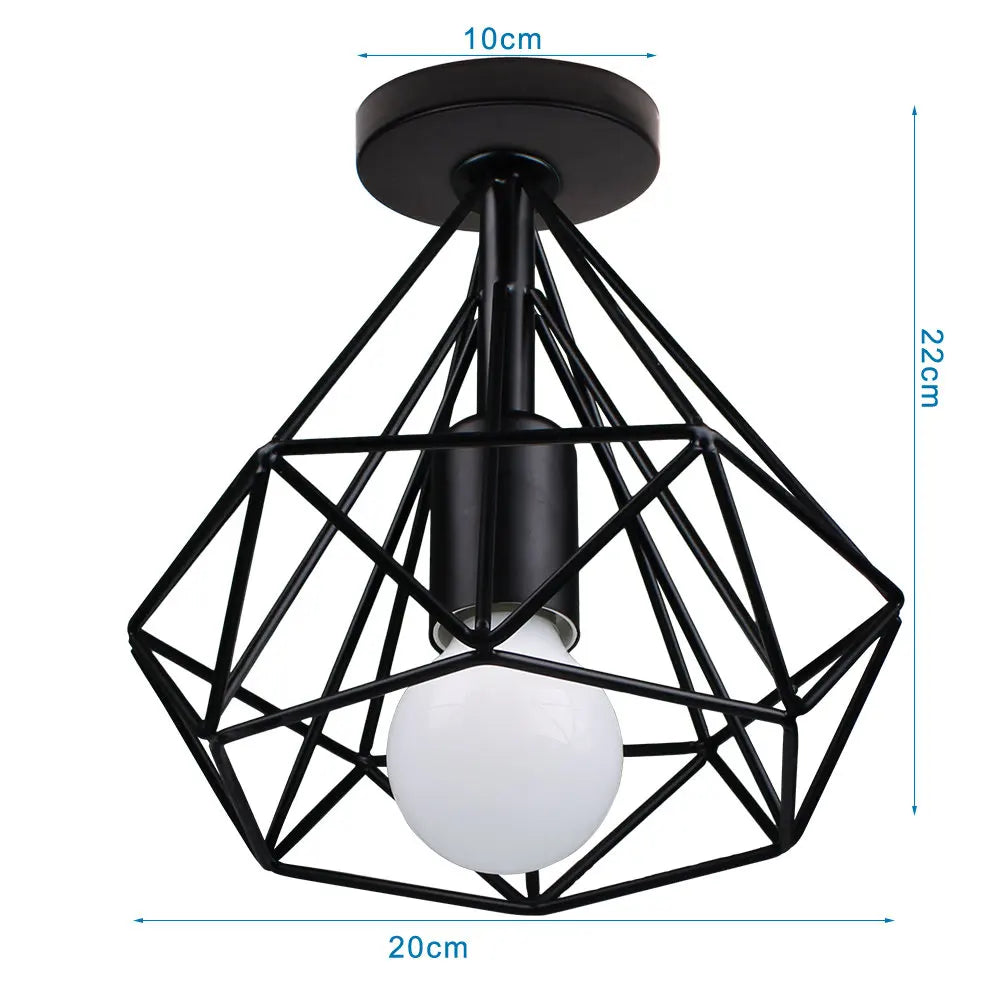 Iron Cage Ceiling Light Fixture Retro Nordic Design Home Kitchen Lamp