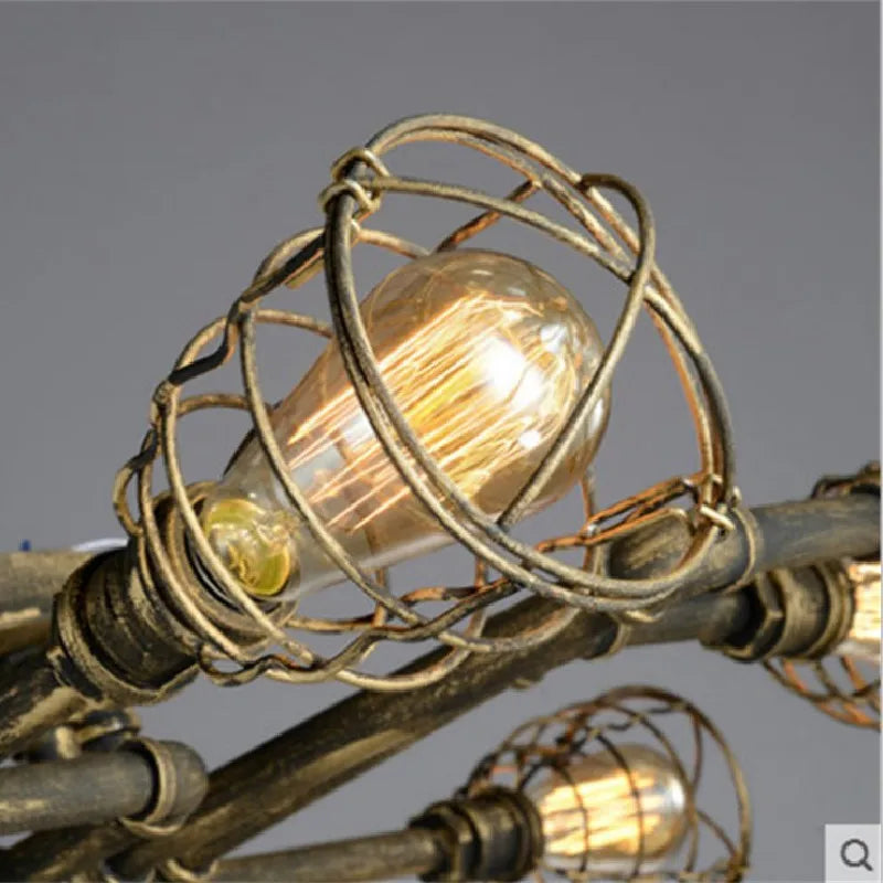 Waterpipe Edison Bulb Chandelier for Loft Bar Cafe Dining Room