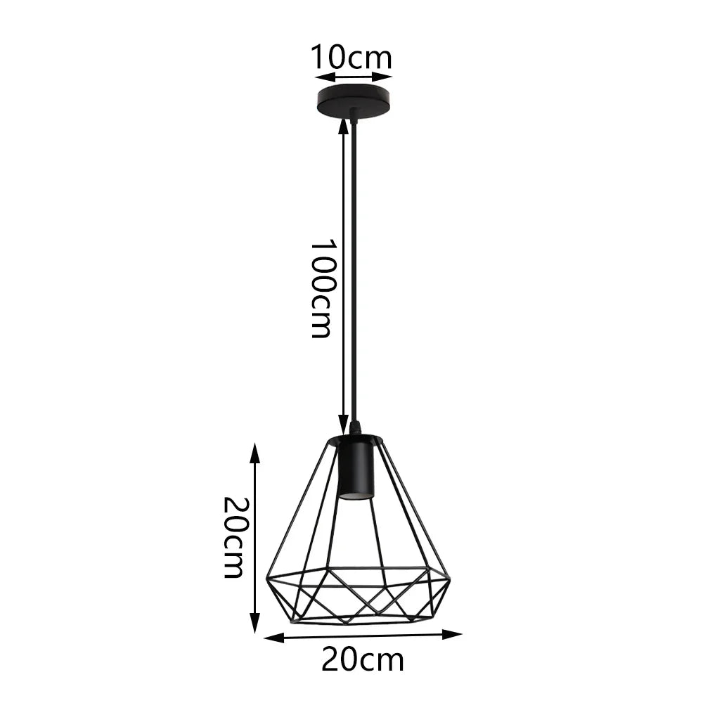 Vintage Industrial Chandelier Lamp, Black Iron Pendant Light for Kitchen Bedroom