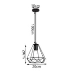 Vintage Industrial Chandelier Lamp, Black Iron Pendant Light for Kitchen Bedroom