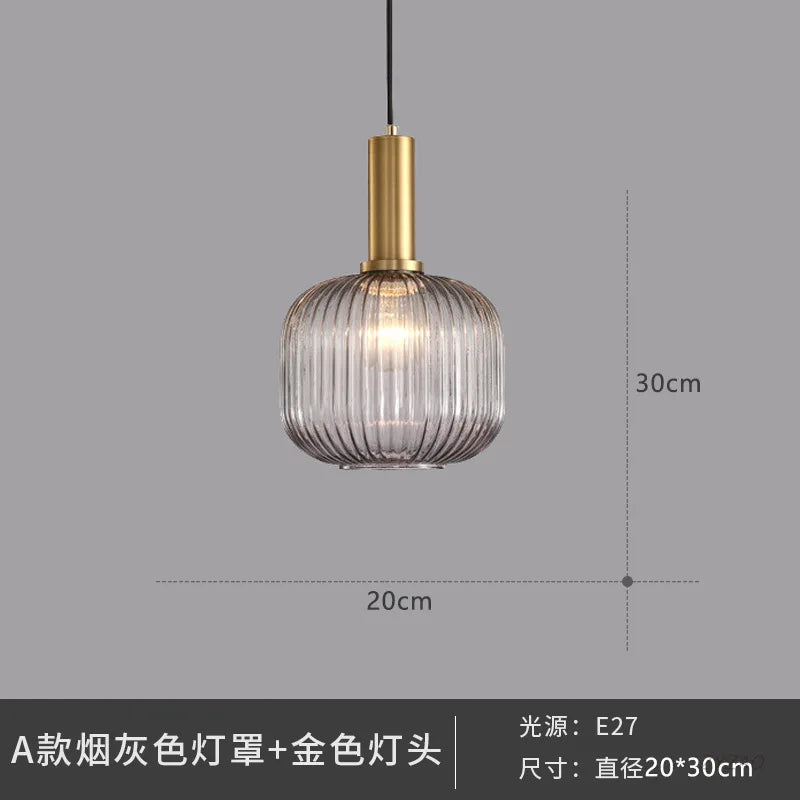 Glass Pendant Lights: Nordic Style Bedroom Kitchen Hanging Lamp
