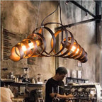 Spiral Metal Pendant Light: Retro Rustic Kitchen Ceiling Suspension Bar Lamp