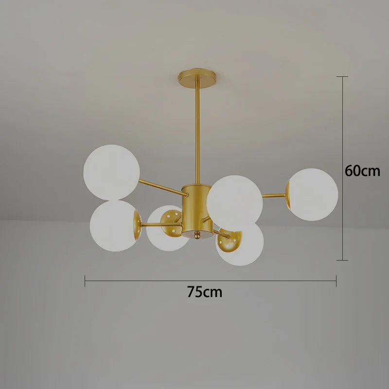 Black/Gold Glass Pendant Light for Living Room Bedroom Restaurant