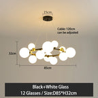 Nordic Glass Ball Pendant Light Gold/Black Dining Living Room Decor Afralia™