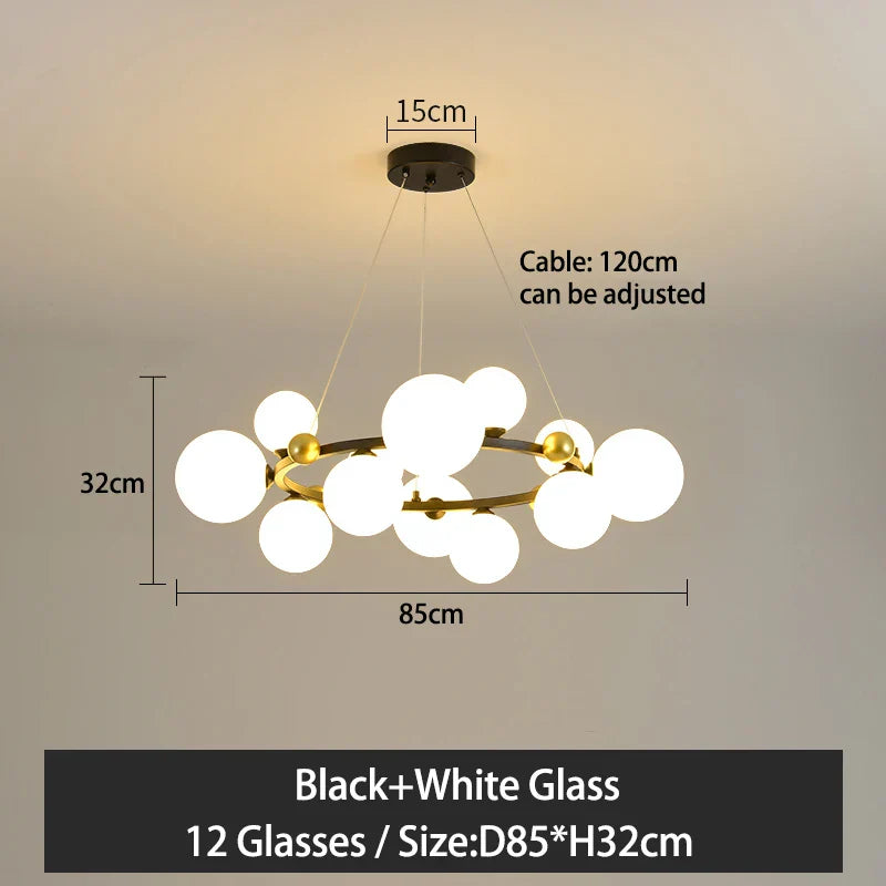 Nordic Glass Ball Pendant Light Gold/Black Dining Living Room Decor Afralia™