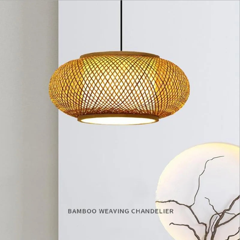 Japanese Bamboo Pendant Light for Kitchen and Hotel Decor